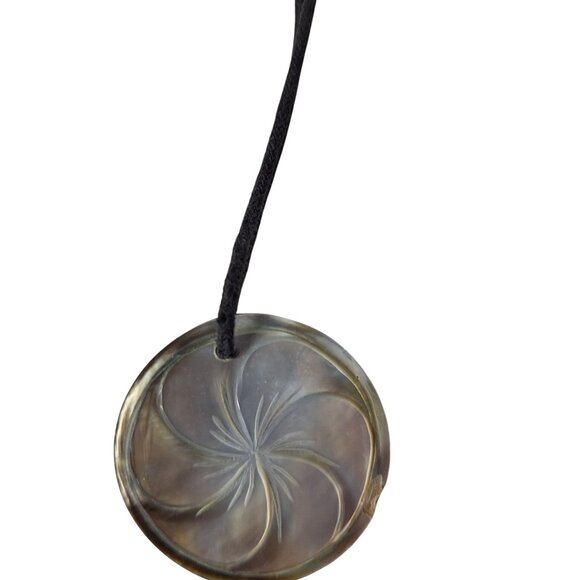 Handcrafted Resin Pendant Necklace Speckled Stone Look Black Cord Boho Jewelry - Picture 3 of 4